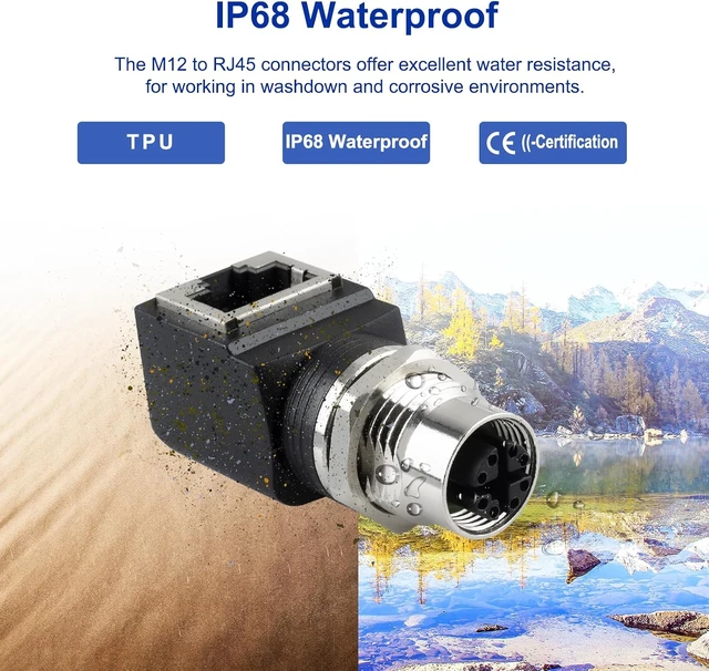 Alt view image 3 of 7 - RJ45 to M12 X Coded 8 Pin Adapter Cat6/Cat5, M12 Female to RJ45 Female Connector X-Code IP68 Shielded Industrial Ethernet Adapter for Basler Cognex Industrial Camera Sensor