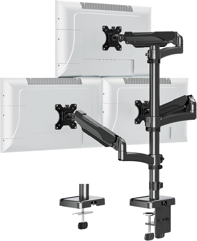 Main image of Triple Monitor Mount Fits Max 32" Computer Screen Triple Stand, Holds up to 17.6lbs Each Arm, 3 Monitor Desk Mount, Triple Arm with Tilt Swivel Rotation, VESA Mount 75/100mm