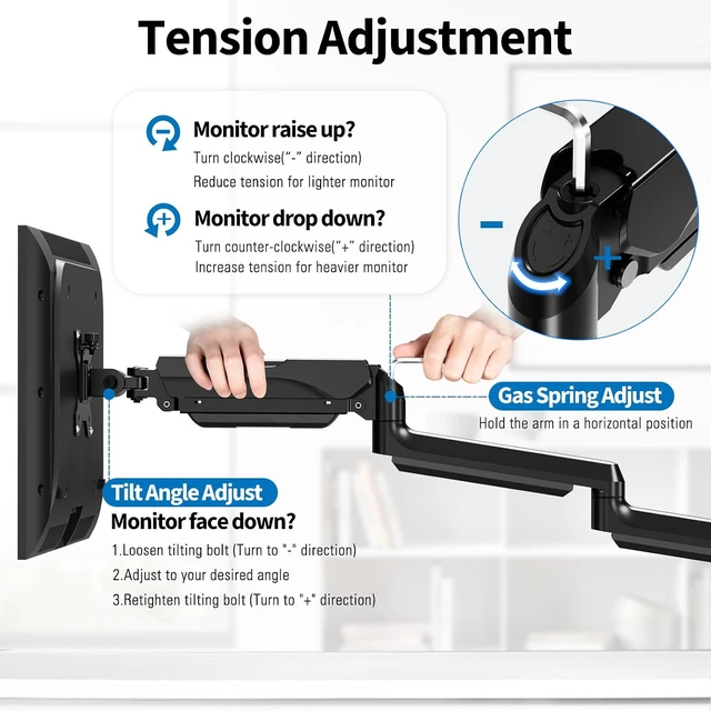 Alt view image 6 of 7 - Triple Monitor Desk Mount for Computer Screens up to 32", Holds up to 19.8 lbs Each, 3 Monitor Arm, Heavy Duty Stand Vesa Mount 75x75, 100x100