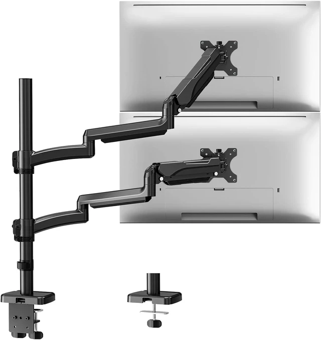 Main image of Extra Long Dual Arm Monitor Mount, Fits Max 34" Hold up to 19.8lbs Each, Dual Long Arm Computer Desk Mount, Full Motion Adjustable Stand, Tall Arm with Tilt, Swivel, Rotation, VESA Mount