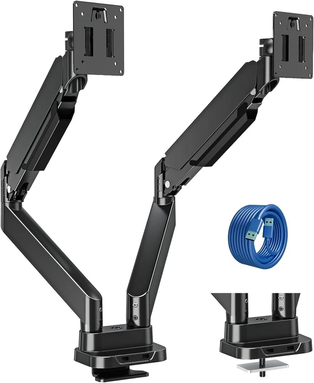 Main image of Dual Monitor Mount Fits Max 39" Computer Screen, Hold 4.4-33 lbs Each Ultrawide Desk Mount, Adjustable Gas Spring Double Monitor Arm, Monitor Stand for 2 Monitors with USB