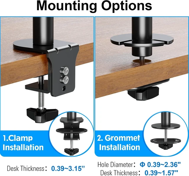 Alt view image 6 of 7 - Vertical Dual Monitor Stand for Max 32 "Computer Screen, Holds up to 17.6 lbs Each Stacked Monitor Mount Height Adjustable, Swivel, Tilt Monitor Desk Mount, VESA 75/100