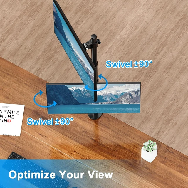 Alt view image 5 of 7 - Vertical Dual Monitor Stand for Max 32 "Computer Screen, Holds up to 17.6 lbs Each Stacked Monitor Mount Height Adjustable, Swivel, Tilt Monitor Desk Mount, VESA 75/100