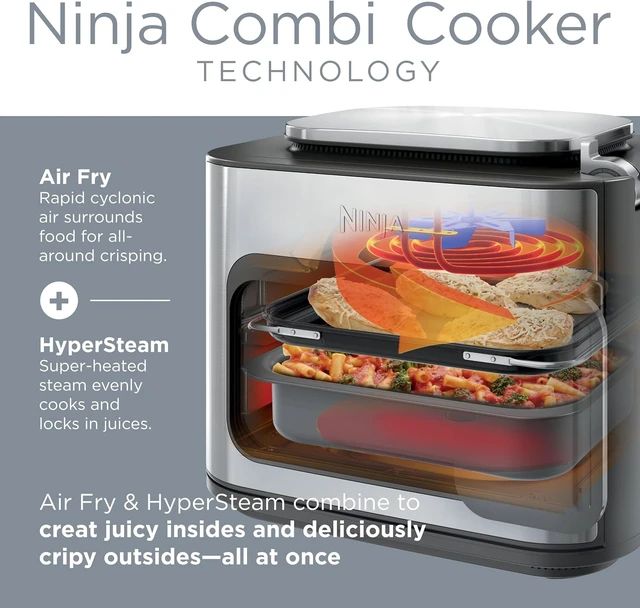 Alt view image 6 of 7 - Ninja Combi 14-in-1 Multicooker, Air Fryer Toaster Oven & Steamer, Family meals in 15 mins, HyperSteam, Rice, Pasta, Sous Vide, Bake, Toast, Pizza, Slow Cook, XL countertop oven, feeds up to 8
