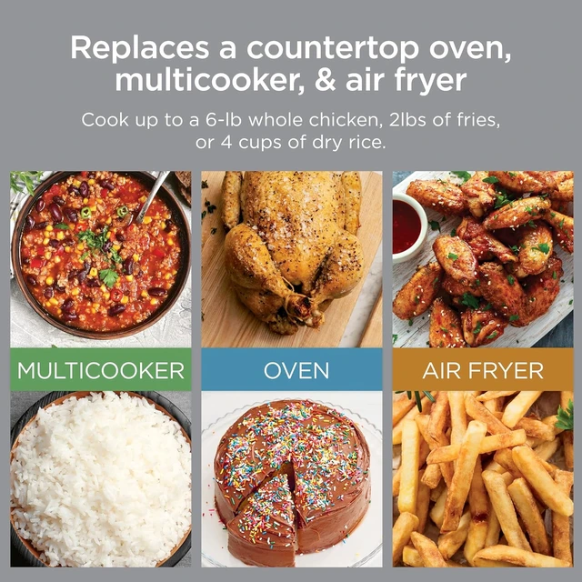 Alt view image 4 of 7 - Ninja Combi 14-in-1 Multicooker, Air Fryer Toaster Oven & Steamer, Family meals in 15 mins, HyperSteam, Rice, Pasta, Sous Vide, Bake, Toast, Pizza, Slow Cook, XL countertop oven, feeds up to 8