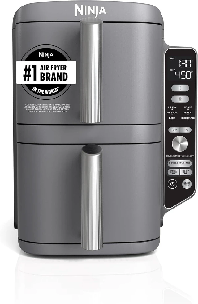 Main image of Ninja Air Fryer DoubleStack XL, 10 Qt, 6-in-1, Deep Grey, Air fry, broil, roast, bake, reheat, dehydrate, Cooks 4 foods at once, Fits 5 lb chicken