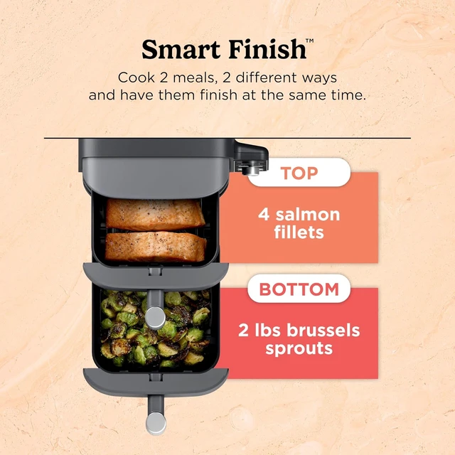 Alt view image 6 of 7 - Ninja Air Fryer DoubleStack XL, 10 Qt, 6-in-1, Deep Grey, Air fry, broil, roast, bake, reheat, dehydrate, Cooks 4 foods at once, Fits 5 lb chicken
