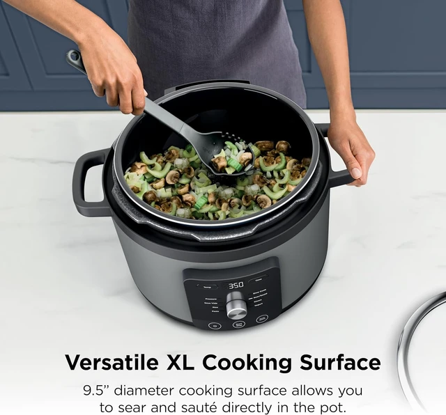 Alt view image 7 of 7 - Ninja HyperHeat 9-in-1 Pressure Cooker, 6.5-qt, Dark Gray, Cooks 2X faster, Sear, Sauté, Slow Cook, Steam, Sous Vide & Yogurt, 1200W, PFAS-free, removable SimpliServe pot for serving.