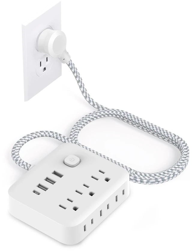 Main image of Power Strip Surge Protector with USB,5 Feet Long Cord with 6 AC Outlets and 4 USB Charging Ports, Overload Protection Outlet Extender, Compact for Smartphone Tablets Home, Office, Hotel,900 Joules