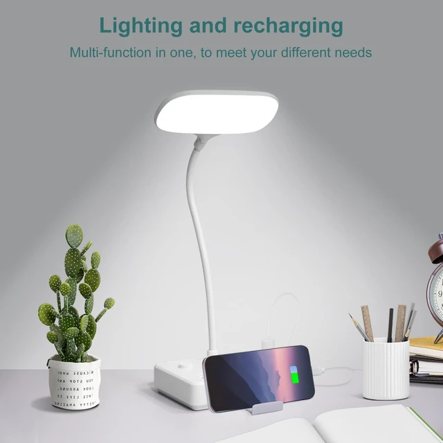 Alt view image 2 of 7 - LED Desk Lamp Power Strip with 3 USB 3 Outlets, Dorm Room Essentials