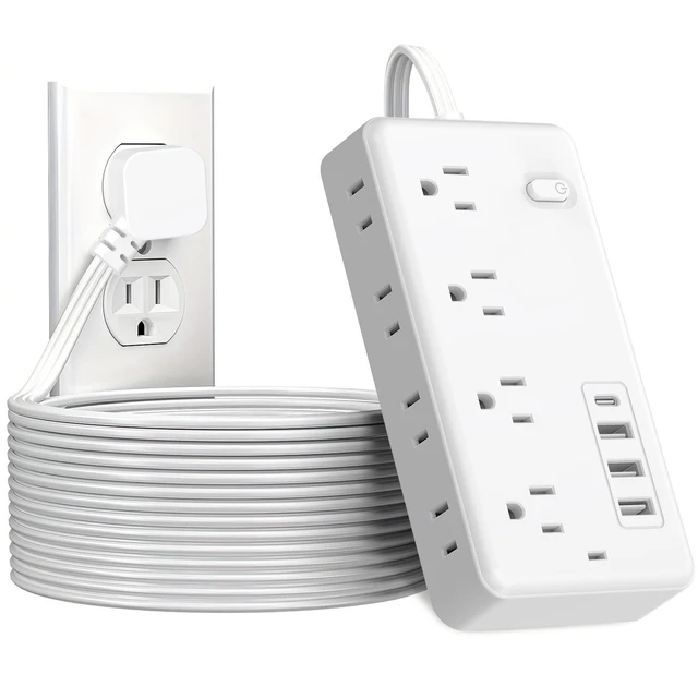 Main image of Surge Protector Power Strip with 8 Widely Outlets & 4 USB Ports 3 Side Outlet Extender with 5 Feet Extension Cord, Flat Plug, for Home, Office, College Dorm Room Essentials