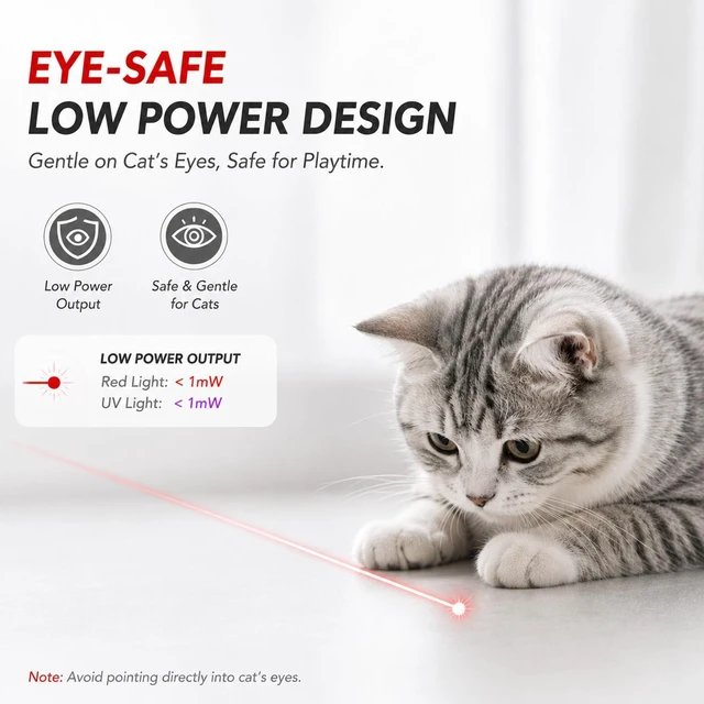 Alt view image 4 of 7 - 2 Pack Cat Laser Pointer Toys, USB Rechargeable Pet Teaser | 3 light modes, 5 fun patterns, USB-A charging, UV detection and flashlight in one stainless steel pet teaser.