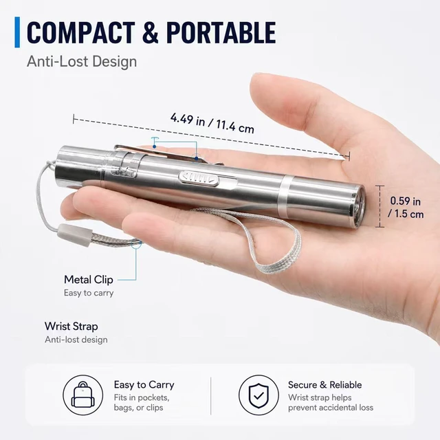Alt view image 6 of 7 - 2 Pack Cat Laser Pointer Toys, USB Rechargeable Pet Teaser | 3 light modes, 5 fun patterns, USB-A charging, UV detection and flashlight in one stainless steel pet teaser.