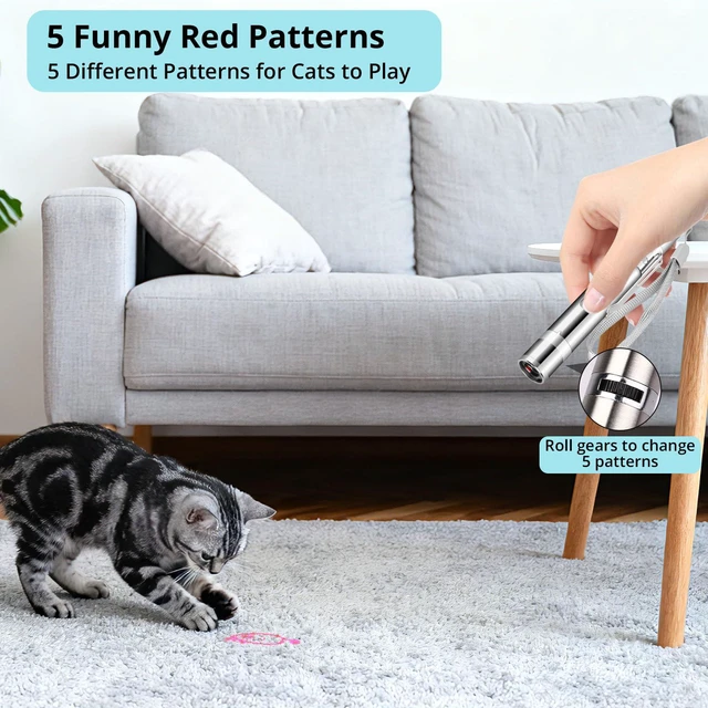 Alt view image 4 of 7 - Cat Toy, 2 Pieces, Rechargeable, 3 Light Modes, 5 Fun Patterns | Interactive Chase Toy; Automatic Training & Exercise Fun; Kitten Toy for Indoor Cats & Dogs