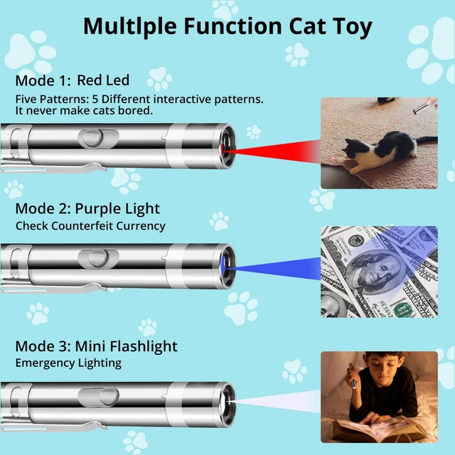 Alt view image 7 of 7 - Cat Toy, 2 Pieces, Rechargeable, 3 Light Modes, 5 Fun Patterns | Interactive Chase Toy; Automatic Training & Exercise Fun; Kitten Toy for Indoor Cats & Dogs
