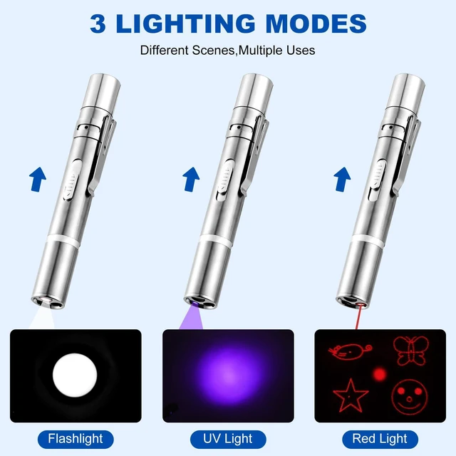 Alt view image 2 of 7 - Damflew 2pcs Laser Pointer, Cat Toys for Indoor Cats, Kitten Dog Laser Pen Toy, Red Dot LED Light Pointer Interactive Toys for Indoor Cats Dogs, USB Charging, 5 Switchable Patterns