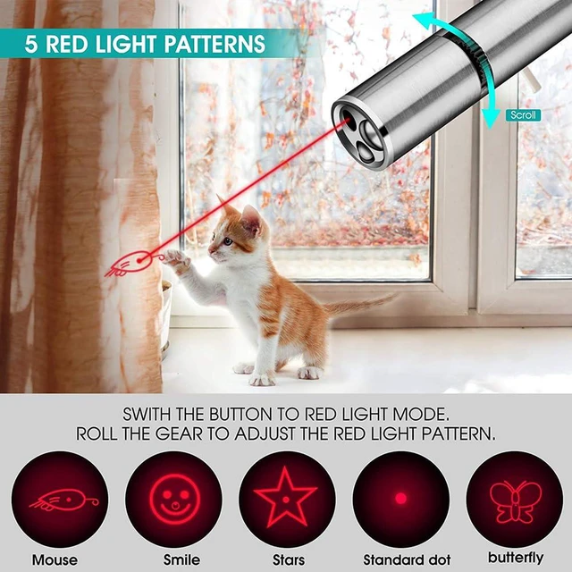 Alt view image 5 of 6 - Cat Toys Laser Pointer for Indoor Cat Mouse Toys Pet Interactive Toy Pointer Kitten Dog Chase Play LED Flashlight 7 Adjustable Patterns Red Light Remotes Teaching Tool Rechargeable