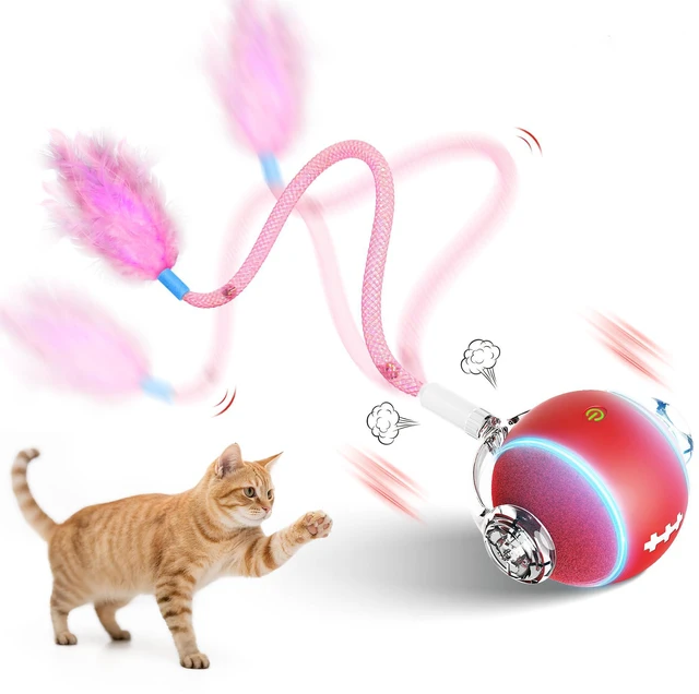 Main image of Interactive Cat Toys for Indoor Cats,3 Modes Electric Moving Cat Ball with Feather Tail,800MAH Large Capacity & Low Noise,Automatic Kitten Toys for Bored Indoor Adult Cats