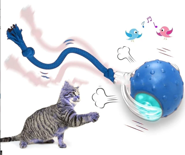 Alt view image 2 of 7 - Interactive pet Toy Ball with Motion Sensor, Rechargeable, 3 Speed Modes, LED Lights, Bird Sound Effects, Blue
