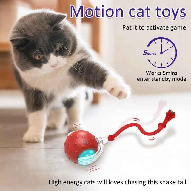 Alt view image 7 of 7 - Interactive pet Toy Ball with Motion Sensor, Rechargeable, 3 Speed Modes, LED Lights, Bird Sound Effects, Blue