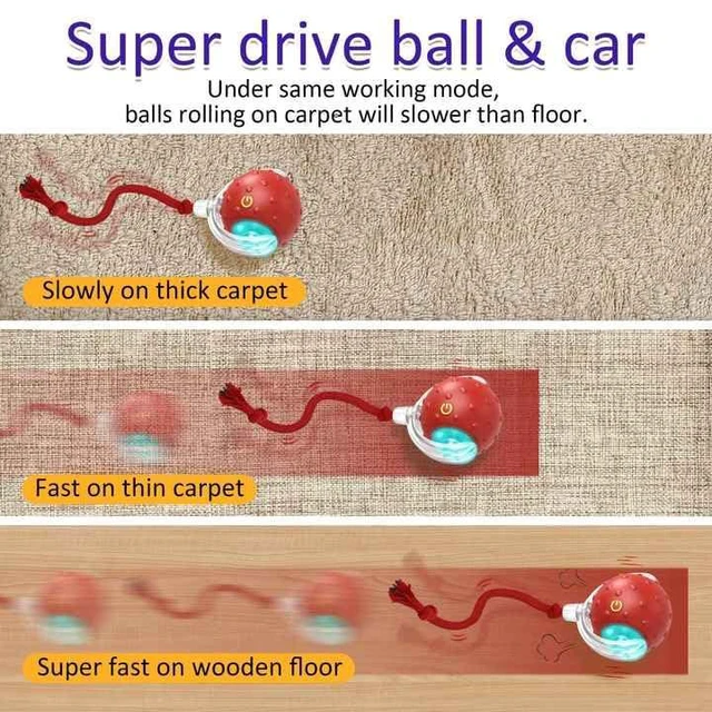Alt view image 5 of 7 - Interactive pet Toy Ball with Motion Sensor, Rechargeable, 3 Speed Modes, LED Lights, Bird Sound Effects, Blue