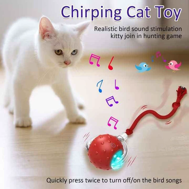 Alt view image 6 of 7 - Interactive pet Toy Ball with Motion Sensor, Rechargeable, 3 Speed Modes, LED Lights, Bird Sound Effects, Blue