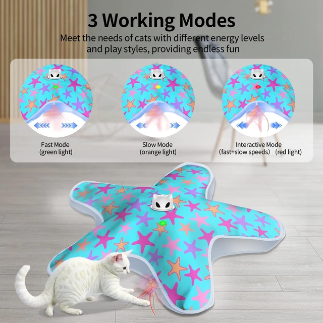 Alt view image 3 of 7 - Interactive Cat Toys for Indoor Cats with Moving Concealed Feathers | Rechargeable Automatic Cat Toy, 3-Mode Touch Activated Kitten Toys, Hide and Seek Toy for Indoor Bored Adult Cats & Kittens