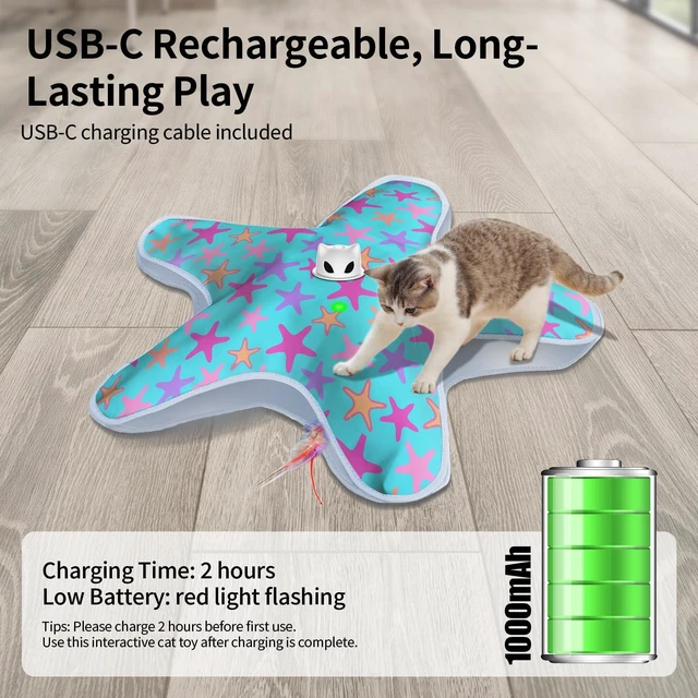 Alt view image 5 of 7 - Interactive Cat Toys for Indoor Cats with Moving Concealed Feathers | Rechargeable Automatic Cat Toy, 3-Mode Touch Activated Kitten Toys, Hide and Seek Toy for Indoor Bored Adult Cats & Kittens