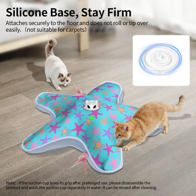Alt view image 6 of 7 - Interactive Cat Toys for Indoor Cats with Moving Concealed Feathers | Rechargeable Automatic Cat Toy, 3-Mode Touch Activated Kitten Toys, Hide and Seek Toy for Indoor Bored Adult Cats & Kittens