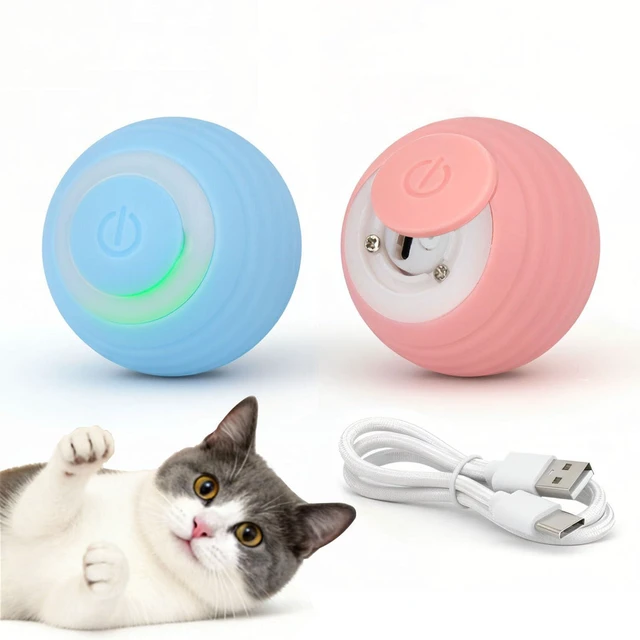 Main image of Interactive Cat Toy Ball Set, Indoor Mobile Cat Toy Ball with LED Light, Smart Pet Ball, Automatic Intelligent Rolling Ball Electric Chase Toy, USB Rechargeable - 2PACK