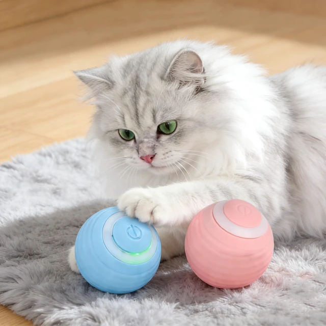 Alt view image 2 of 7 - Interactive Cat Toy Ball Set, Indoor Mobile Cat Toy Ball with LED Light, Smart Pet Ball, Automatic Intelligent Rolling Ball Electric Chase Toy, USB Rechargeable - 2PACK