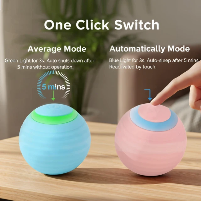 Alt view image 3 of 7 - Interactive Cat Toy Ball Set, Indoor Mobile Cat Toy Ball with LED Light, Smart Pet Ball, Automatic Intelligent Rolling Ball Electric Chase Toy, USB Rechargeable - 2PACK