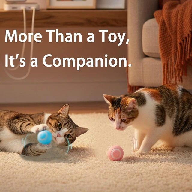 Alt view image 5 of 7 - Interactive Cat Toy Ball Set, Indoor Mobile Cat Toy Ball with LED Light, Smart Pet Ball, Automatic Intelligent Rolling Ball Electric Chase Toy, USB Rechargeable - 2PACK
