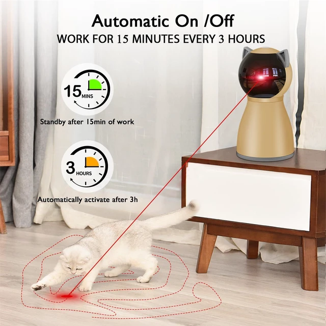 Alt view image 3 of 6 - Interactive Cat Laser Toy Automatic for Indoor Cats,Real Random Trajectory Rechargeable Laser Cat Toys for Indoor Cats/Kittens/Dogs