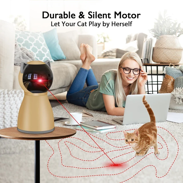 Alt view image 6 of 6 - Interactive Cat Laser Toy Automatic for Indoor Cats,Real Random Trajectory Rechargeable Laser Cat Toys for Indoor Cats/Kittens/Dogs