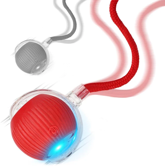 Main image of 2PK Automatic Rolling Interactive Cat Toys Ball for Indoor Cat Dog | Red&Grey, 3 Modes, LED Light, 360° Smart Automatic Rolling, Suitable for Multi-cat Families, for Indoor Cats and Small Dogs