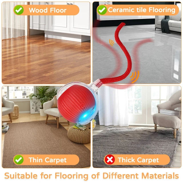 Alt view image 7 of 7 - 2PK Automatic Rolling Interactive Cat Toys Ball for Indoor Cat Dog | Red&Grey, 3 Modes, LED Light, 360° Smart Automatic Rolling, Suitable for Multi-cat Families, for Indoor Cats and Small Dogs