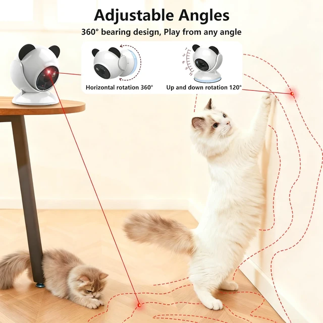 Alt view image 3 of 6 - Smart Cat Laser Toys for Indoor Cats, Interactive, Rechargeable | Random Laser Paths,3 Speeds,360-Degree Adjustment,Smart 2-Hour Restart,Suction Mount and 1100mAh Battery
