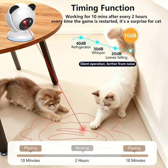 Alt view image 4 of 6 - Smart Cat Laser Toys for Indoor Cats, Interactive, Rechargeable | Random Laser Paths,3 Speeds,360-Degree Adjustment,Smart 2-Hour Restart,Suction Mount and 1100mAh Battery
