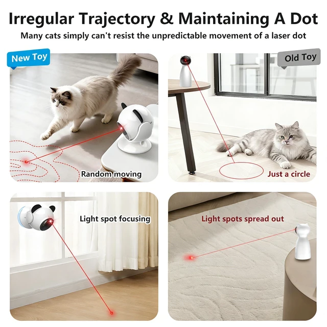Alt view image 6 of 6 - Smart Cat Laser Toys for Indoor Cats, Interactive, Rechargeable | Random Laser Paths,3 Speeds,360-Degree Adjustment,Smart 2-Hour Restart,Suction Mount and 1100mAh Battery