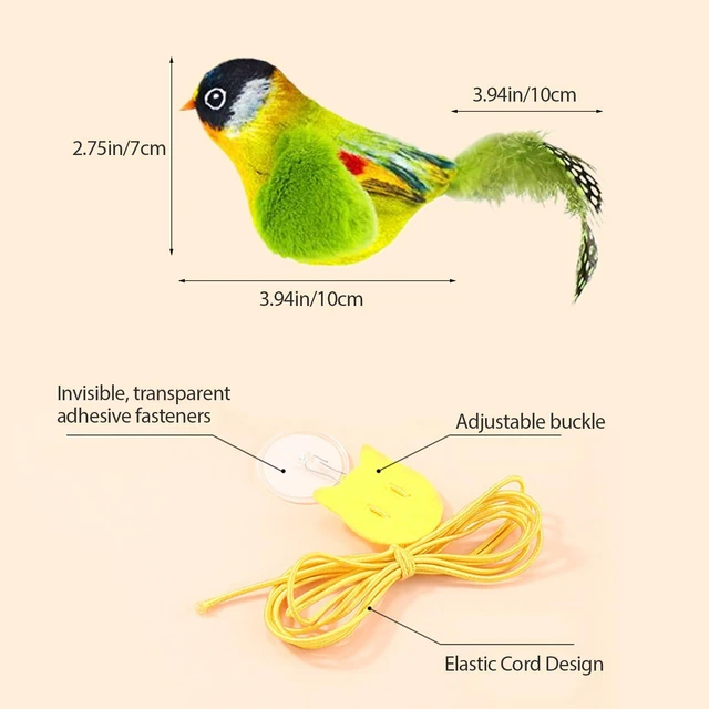 Alt view image 5 of 5 - 3 Pack Interactive Cat Toys with Chirping Bird Sound Door Frame Cat Toy Hanging Teaser, Automatic Cat Door Toy for Indoor Cats, Feather Toy for Bored Cats