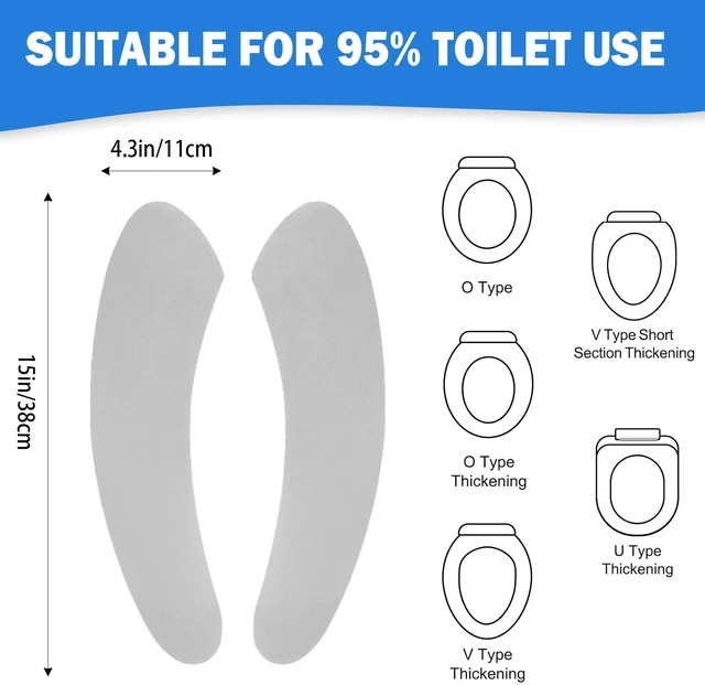 Alt view image 2 of 6 - Thin and Warm Toilet Seat Cover Pad Self-Adhesive, Adjustable and Cut-to-Fit, Comfortable and Easy to Clean, Perfect for Home Bathrooms (Grey)