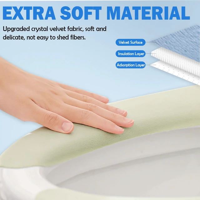 Alt view image 4 of 6 - Thin and Warm Toilet Seat Cover Pad Self-Adhesive, Adjustable and Cut-to-Fit, Comfortable and Easy to Clean, Perfect for Home Bathrooms (Grey)