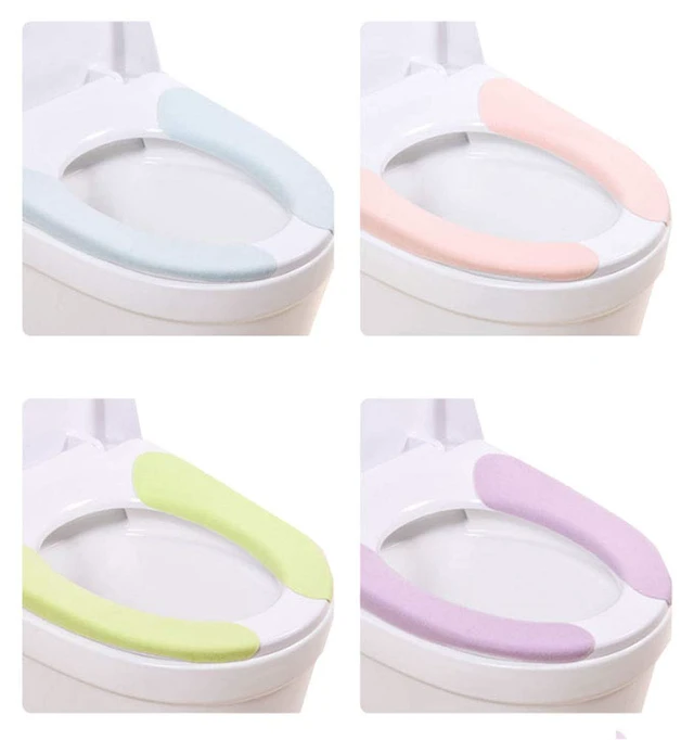 Alt view image 2 of 6 - 4 Pack Bathroom Warmer Toilet Seat Cover Pads | Washable and Reusable Cushion for Winter