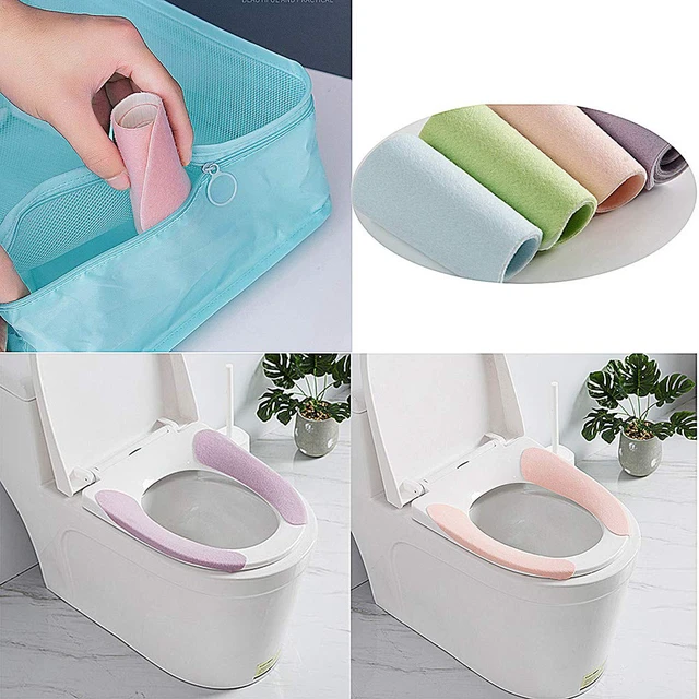 Alt view image 6 of 6 - 4 Pack Bathroom Warmer Toilet Seat Cover Pads | Washable and Reusable Cushion for Winter