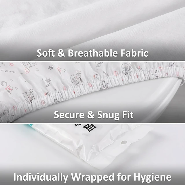 Alt view image 7 of 7 - 15pcs Disposable Toilet Seat Cover - Waterproof Travel Toilet Mats | Printed Individually Wrapped Non-Woven Covers for Public Restrooms Toilets, Hotel Hospital Bathroom, Travel Hygiene Supplies