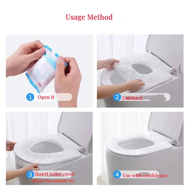 Alt view image 4 of 7 - Disposable Non-woven Toilet Seat Mat 2 Layer Water Proof Toilet Cover Portable Travel Hotel Toilet Seat Pad 10 Pieces (Blue)