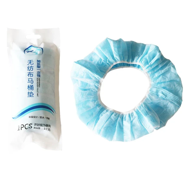Alt view image 5 of 7 - Disposable Non-woven Toilet Seat Mat 2 Layer Water Proof Toilet Cover Portable Travel Hotel Toilet Seat Pad 10 Pieces (Blue)