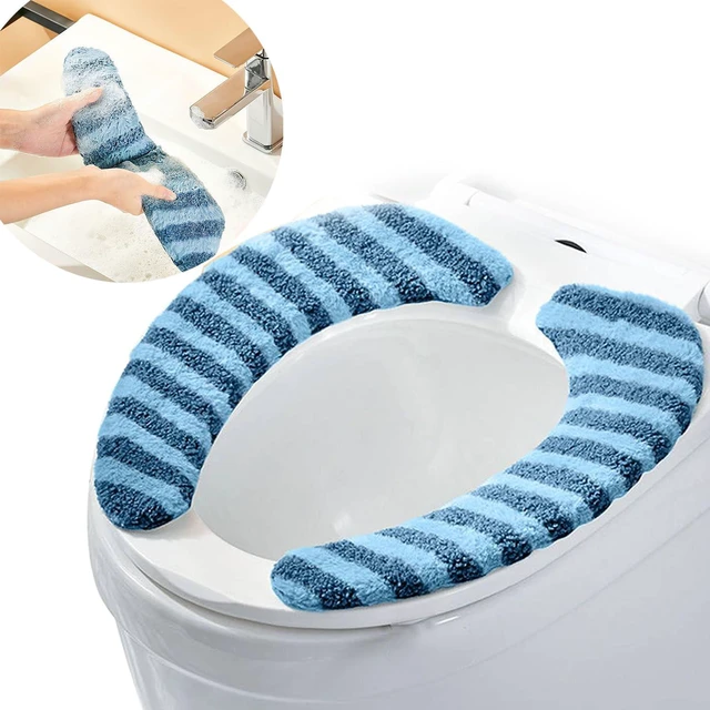 Main image of Washable Warm Toilet Seat Cover Pads - Plush Toilet Seat Cushion, Non-Slip Soft Mat, Washable & Machine-Friendly Bathroom Seat Cover with Self-Adhesive Tape for Easy Care