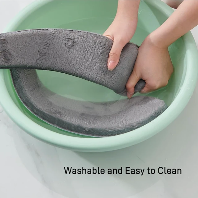 Alt view image 7 of 7 - Flannel Toilet Seat Cushion Cover, Portable Self-Adhesive Toilet Seat Cover, Universal Washable and Reusable Toilet Lid Cover (Green)